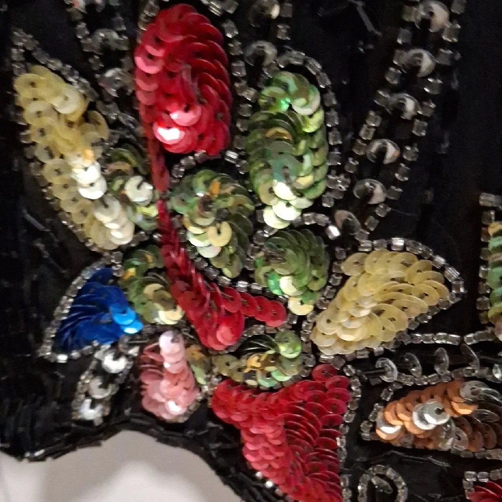 Black Embellished Floral Sequin Cardigan - Picture 9 of 15